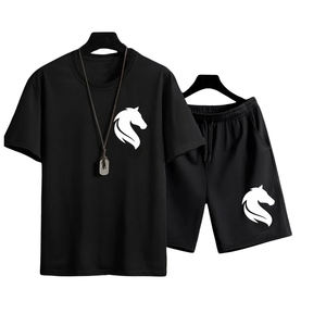 Conjunto de Camiseta y Pantalones Cortos para Hombre, Verano, Casual, Deportivo, Dos Piezas, Transpirable, para Gimnasio, Correr, Ropa Deportiva Urbana - Product Image 1