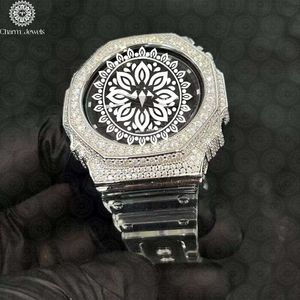 Charm Jewels Luxury Stainless Steel <b>Watch</b> Diamond Encrusted Analog <b>Mechanical</b> Movement Glass Dial 40mm 10 Bar Water Resistant - Product Image 4