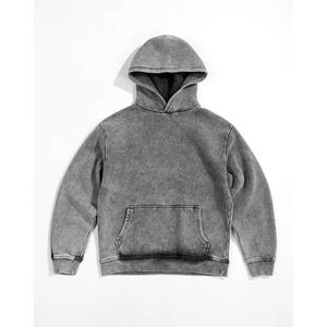 Sweat-shirt à capuche gris pour homme, 100% coton, French Terry, délavé, coupe décontractée, avec poche, pour l'automne - Product Image 1