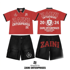 ชุดเสื้อยืดและกางเกงขาสั้นลำลองสำหรับผู้ชาย ผ้าฝรั่งเศสเทอร์รี่ 280 GSM 100% โพลีเอสเตอร์ ระบายอากาศได้ดี โลโก้ปั๊มนูน ไร้ตะเข็บ - Product Image 1
