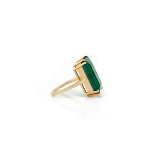 Luxurious K18 <b>Original</b> Yellow Gold 12.6 Ct. Natural Zambian Big Emerald Gemstone Single Stone Statement Ring Handmade Jewelry - Product Image 5