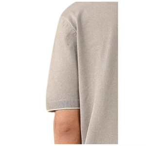เสื้อถักแขนสั้นสีเทาเบจสำหรับผู้ชาย ผ้าฝ้าย 100% สไตล์ลำลอง - Product Image 4