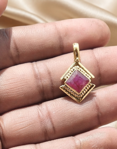 925 Sterling Silver <b>Square</b> Ruby Gemstone Pendant Handmade Beaded <b>Frame</b> Necklace Charm Women Jewelry Rose Gold Yellow Gold Plated - Product Image 4