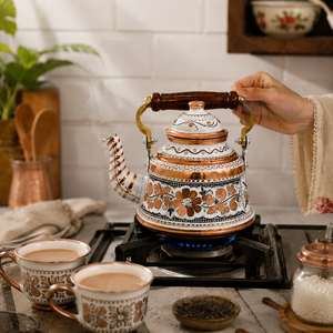 Decorative Copper <b>Tea</b> Kettle Handmade Turkish Teapot Enamel Painted Wooden Handle Hotel Restaurant Wholesale Manufacturer - Product Image 3