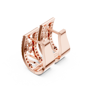 Boucles d'oreilles tendance pour femme en or rose 10K avec diamant de laboratoire 0,536 ct, taille brillant rond, de luxe - Product Image 2