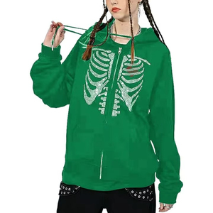 Winter Lined Casual Cropped Rhinestone Hoodie Women Fleece Zip Breathable Soft Streetwear Fashion Vintage Embroidery Patch - Product Image 2