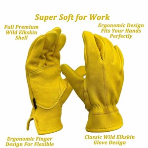 Top-grade Heavy-duty Cowhide Grain Leather Adjustable <b>Wristlet</b> Anti-static Driver Work Gloves Breathable Industrial Safety - Product Image 5