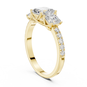 Anillos de Diamantes Cultivados en Laboratorio con Corte Asscher Múltiple y Engaste de Puntas de Diseño Exclusivo, Hechos de Oro Amarillo Sólido de 14k, Joyería para Mujer al Precio Más Bajo - Product Image 3