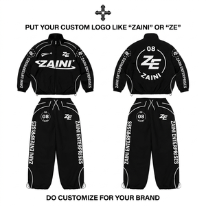 ZAINI Chaqueta Cortavientos con Capucha para Hombre, Tejido de Poliéster Premium de 280 GSM, Invierno, Panel en Contraste Blanco y Negro, Logotipo Personalizado OEM ODM - Product Image 1