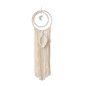 Atrapasueños de Plumas de Macramé con Diseño Único, Hecho a Mano, de Algodón Tejido, Estilo Boho, Decoración de Pared con Forma de Luna, Compre al Precio Más Bajo - Product Image 6