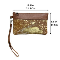 2025 à la mode en gros cheveux sur peau de vache métallisé en cuir véritable pochette de bracelet en cuir fait à la main de qualité supérieure Western Lady sac à main portefeuille