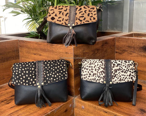 2024 Designer High Quality Animal Print Genuine Cowhide Leather Crossbody Bags for Women Luxury Tassel Wristlet Shoulder Handbag - Product Image 4