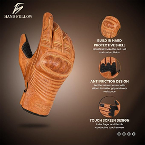 Leather Motorcycle Summer <b>Gloves</b>-% Genuine Leather Breathable <b>Touchscreen</b> <b>Gloves</b> Adjustable Wrist Strap for Unisex Knuckle - Product Image 4