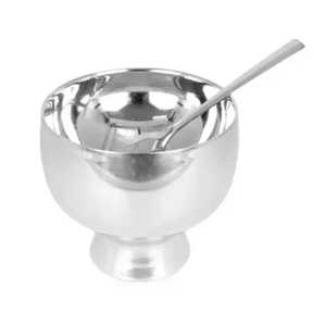 Coupelle à glace en acier inoxydable à bord fleuri, bol à dessert en métal, gobelet à sundae en forme de tulipe sur pied pour la vaisselle de restaurant - Product Image 2