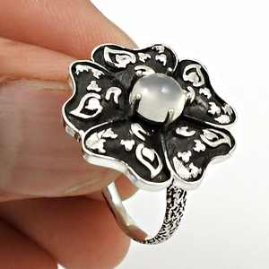 Anillos de flores para fiesta para niñas, anillo de plata envejecida con piedra de cuarzo rosa, bonito anillo bohemio plateado al por mayor - Product Image 2