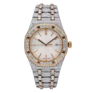 Premium Moissanite Diamond <b>Watch</b> <b>for</b> <b>Men</b> with Two Tone Gold Detailing Pave and Classic Luxury Dial <b>Mens</b> Premium Diamond <b>Watch</b> - Product Image 2