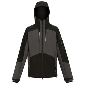 Men's <b>Hooded</b> Black Gray Warm <b>Soft</b> Fleece Lined <b>Jacket</b> with Side Pockets Custom Logo Workwear Regular Fit - Product Image 1