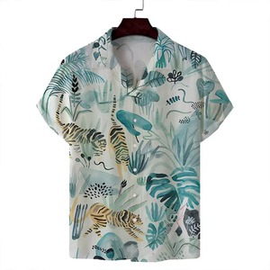 เสื้อเชิ้ตฮาวายแขนสั้นผ้าทวิลล์ถักสำหรับผู้ชาย ลายพิมพ์ดอกไม้เขตร้อนสไตล์อะโลฮ่า แห้งเร็ว เหมาะสำหรับใส่ไปชายหาดในฤดูร้อน - Product Image 6
