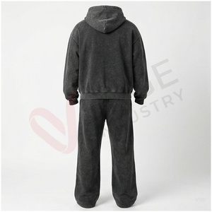 Ensemble de survêtement unisexe gris à manches longues, à capuche, avec fermeture éclair sur le devant, couleur unie, respirant, coupe décontractée, pour l'automne - Product Image 2