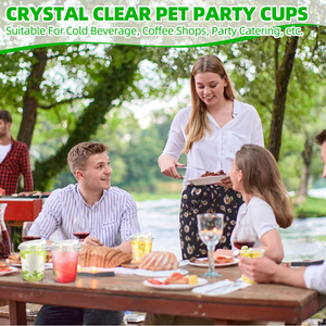 Vasos de Plástico Desechables para Café, sin Pajitas, con Tapas, Libres de BPA, Ecológicos, Biodegradables, para Café Helado, Bebidas Frías y Fiestas - Product Image 3