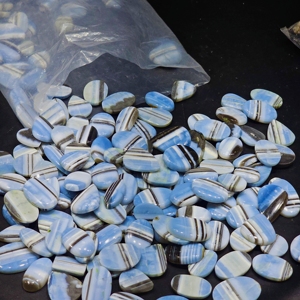 Lot de cabochons en opale bleue naturelle Owyhee, opale bleue pigeon, formes variées, taille libre, pour la fabrication de bijoux - Product Image 4