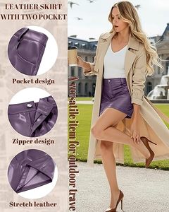 Minifalda de Cuero Personalizada para Mujer, Cintura Alta, Corte Ajustado, Cuero PU Genuino, Fabricante OEM, Venta al Por Mayor - Product Image 2