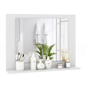 Specchio da Bagno Rettangolare con Cornice in Rame e Mensola, 23,5 x 17,5 Pollici, Telaio in Alluminio, Lente in Vetro con Funzione Ingrandente - Product Image 5
