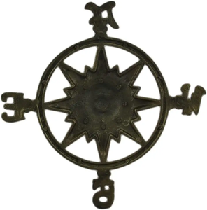 Petite rose à vent en laiton, plaque murale nautique, décoration murale maritime vintage, symbole de navigation fini antique, art pour la maison - Product Image 2
