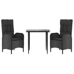 Conjunto de Comedor para Patio de Ratán PE Negro con Reposabrazos Ajustables, Tamaño Mediano - Product Image 3
