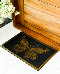 Luxury Antique <b>Gold</b> Butterfly Rubber Pin Door Mat Heavy Duty Outdoor Anti-Slip Entrance Welcome Mat - Product Image 1