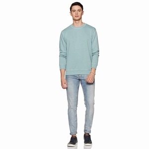 Men's <b>Light</b> Blue Crew <b>Neck</b> Knitted Sweatshirt Solid Color Casual Long Sleeve Autumn Wear For Men - Product Image 6