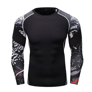 เสื้อรัดกล้ามเนื้อสำหรับยิวยิตสู MMA บราซิลเลียนยิวยิตสู ชกมวย แบบขายส่ง OEM รุ่นใหม่ล่าสุด สีดำหลากสี แขนยาว ระบายอากาศได้ดี - Product Image 1