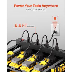 "5-Tier Rolling <b>Tool</b> <b>Cart</b> with 8 AC Outlets Floor Stand Drill Holder Cloth Battery Storage Rack" - Product Image 2