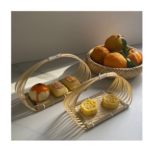 Handicraft Decorative Kitchen Bamboo <b>Boat</b> Shape Food Basket Bamboo Serving Tray Handmade User-Friendly Luxurious For Restaurant - Product Image 2