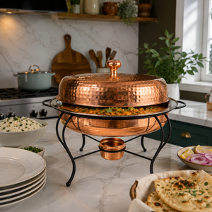 Hammered <b>Copper</b> Chafing Dish with Lid Buffet Food Warmer Hotel Catering Serving Set Restaurant Banquet OEM ODM Custom Manufactur - Product Image 4