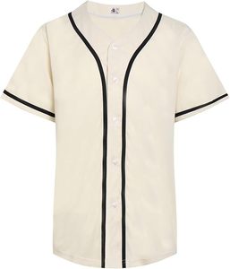 Camiseta de Béisbol Unisex de Manga Corta, Color Crema Sólido, Cierre de Botones, Corte Regular, para Adultos, Todas las Temporadas, Material de Poliéster - Product Image 1