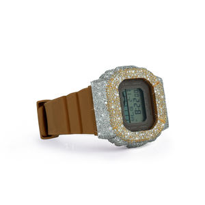 Montre de luxe en argent sertie de diamants naturels et de quartz, finition haut de gamme et bracelet en caoutchouc noir, pour mariage, fiançailles, cadeau unisexe - Product Image 4