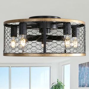Ventilatore da soffitto a LED da 20 pollici per interni con luce, telecomando e lampadina a LED, design a gabbia - Product Image 4