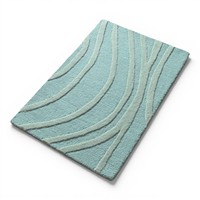 Tapis moderne en laine tufté à la main, motif abstrait ondulé lignes organiques, vert turquoise clair, haute densité, sculpté, antidérapant, pour la maison