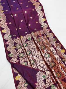 Sari en soie Banarasi traditionnel indien avec broderie Zari pour les occasions de mariage et les événements festifs, tenue pour femmes - Product Image 1