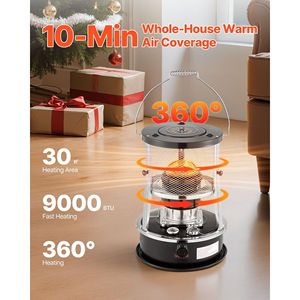 Stufa a Cherosene Portatile 9000 BTU 2-in-1 Non Elettrica per Interni ed Esterni con Altezza Regolabile e Fiamma Facile da Usare - Product Image 2