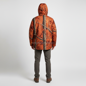 เสื้อแจ็คเก็ตพรางลายกันลมสำหรับล่าสัตว์ มีกระเป๋าขนาดใหญ่ ทนทาน ลายใบไม้สีส้ม เสื้อแจ็คเก็ตยุทธวิธีสำหรับกิจกรรมกลางแจ้งในสภาพอากาศหนาวเย็น - Product Image 3