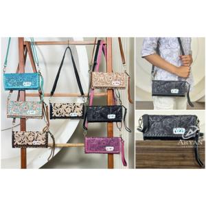 Nueva Cartera Cruzada de Diseño 2026 con Grabado a Mano en Cuero, Cartera Trifold de Piel Genuina de Vacuno con Correa de Muñeca para Mujer - Product Image 1