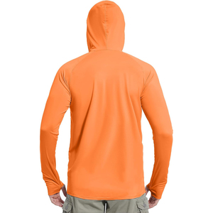 Best Selling <b>Men</b> Orange Long Sleeve Hooded UPF 50 Fishing <b>Shirt</b> Pullover Face Mask Anti UV Sun Protection Top Fishing Hoodie ODM - Product Image 2