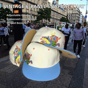 หมวกแก๊ปแบบ Snapback 6 แผง ปักลายมังกร ขอบสีน้ำเงิน สไตล์สตรีทลำลอง สำหรับผู้ใหญ่ ใส่ได้ทั้งฤดูใบไม้ผลิและฤดูร้อน - Product Image 3