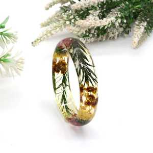 Handmade Pressed Wildflower Resin Bangle | <b>Boho</b> Botanical <b>Bracelet</b> resin craft Premium resin bangle artistic Customized - Product Image 3