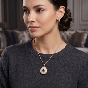 Pendentif en pierres précieuses pour femme, diamant naturel taille princesse, chaîne torsadée Singapour, or rose massif 14 carats, mariage romantique - Product Image 3