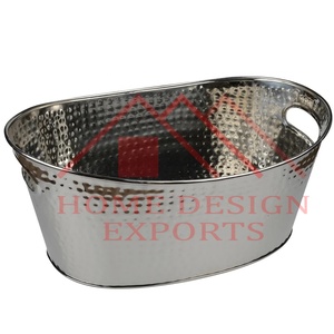 Bac à glace pour boissons de fête pour la maison hôtels et restaurants décor métal martelé à la main design ovale boisson refroidisseur de vin baignoire meilleure vente - Product Image 5