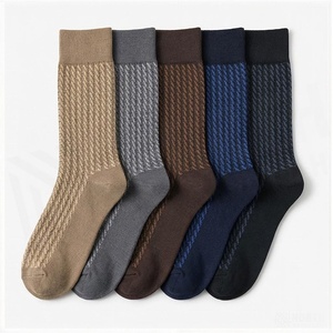 Crew <b>Socks</b> Argyle Pattern Breathable Knitted for Adults Autumn Casual Wear - Product Image 2