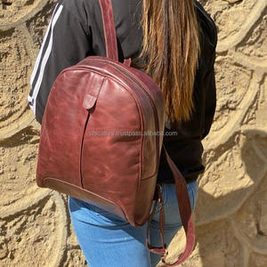 Handmade Real Crunch Leather Backpack <b>Women's</b> <b>Rucksack</b> Leather Backpack <b>Women</b> Office and Travel Backpack - Product Image 2